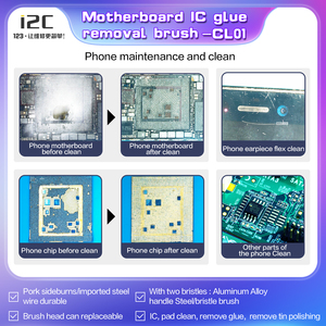 Cepillo para Remover Pegamento de Circuitos Integrados I2C CL01, Cepillo de Limpieza de Doble Cabezal de Acero y Cerdas para Reparación de Teléfonos - Product Image 6