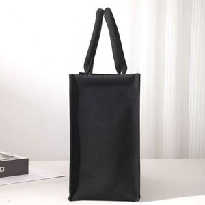High End 3D <b>Canvas</b> Tote <b>Black</b> Large Capacity Style With Custom Heat Transfer Embroidery Logo Promotional Gift <b>Bag</b> - Product Image 3