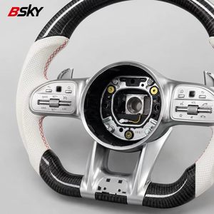 Volant en cuir blanc et fibre de carbone 809 personnalisé, adapté aux Mercedes Benz A/C/E/G GT <span class=keywords><strong>63</strong></span>/CLS/CLA/E200/<span class=keywords><strong>AMG</strong></span> A45 - Product Image 5