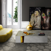 Luxuriöses Design Moderner Ausziehbarer Wohnzimmer-Couchtisch Hochwertiger Edelstahl Rechteckig Weiß
