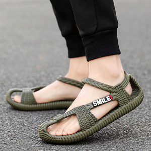 Sandales à bride en T en EVA, bout ouvert, respirantes, décontractées, motif uni, doublure textile, chaussures homme femme, gris - Product Image 4