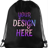 Sac à dos à cordon en polyester pliable imperméable avec logo personnalisé pour la mode unisexe, sublimation en gros