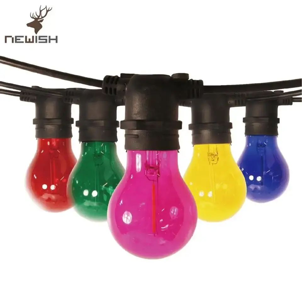 Newish E27 E14 Edison Bulbs Color Shade Outdoor Waterproof Christmas Home Garden Decoration Chain String LED Lights Decoration
