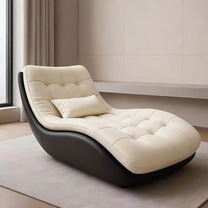Sillón Reclinable Individual Tipo Cápsula Espacial de <span class=keywords><strong>Gravedad</strong></span> Cero con Diseño Moderno y Minimalista, Patas de Madera, Movimiento Deslizante, Respaldo Abierto y Sin Brazos - Product Image 3