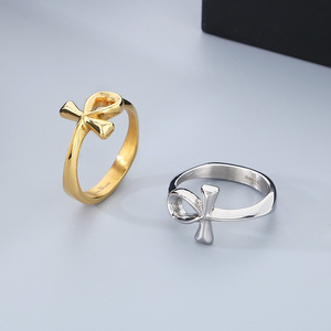 Anello da uomo KALEN antico egiziano Ankh <span class=keywords><strong>anelli</strong></span> di gioielli in acciaio inossidabile - Product Image 5