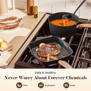 Geling Nhà cung cấp Trung Quốc hiện đại Granite không dính Cookware sets thời trang tùy chỉnh <span class=keywords><strong>30</strong></span> Piece Đen nhôm nấu ăn đồ dùng bộ - Product Image 2