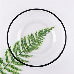 Minimalist ische runde kunden spezifische Goldrand schale Glasplatten Lade platte für Abendessen Hochzeits feier Schwarz Silber Weiß Rand unter Platte - Product Image 2
