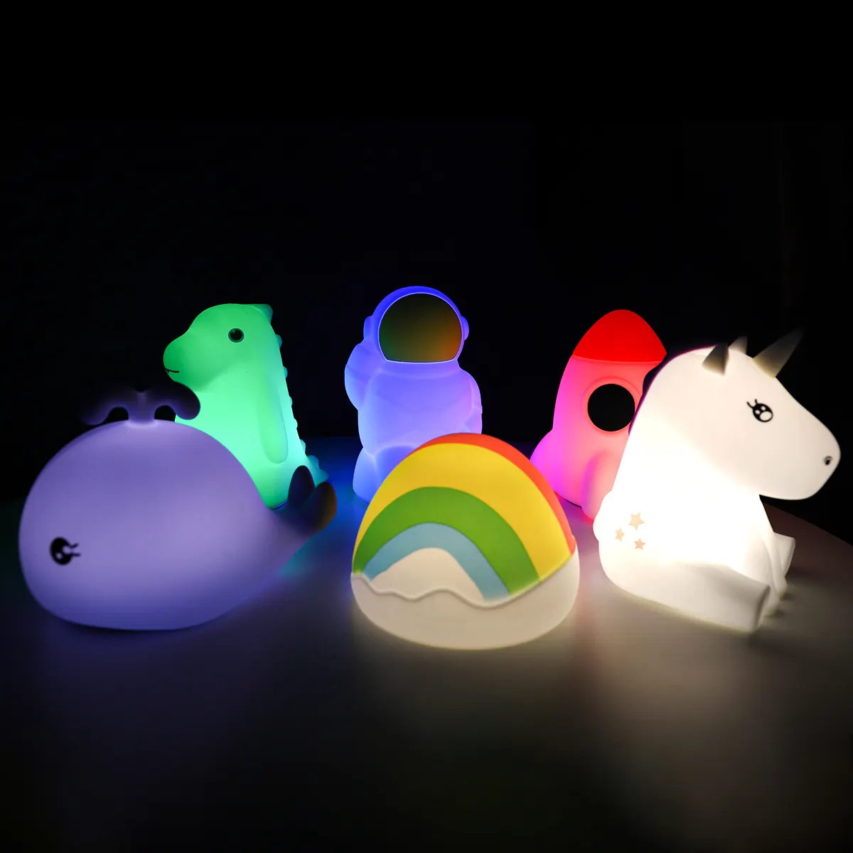 Lampu malam silikon anak-anak, lampu malam silikon untuk hadiah ulang tahun kustom, lampu USB sentuh LED berubah lucu untuk anak-anak