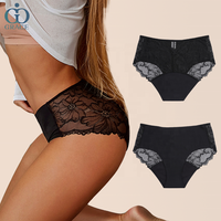 Culottes Menstruelles Anti-Fuite en Dentelle 4 Couches Post-Partum Lavables à Motif Floral