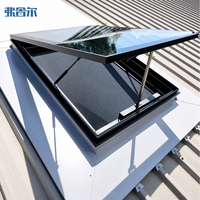 Tragaluz Eléctrico para Techo con Marco de Aluminio, Doble Acristalamiento, Sensor de Lluvia, Diseño Moderno, Control por Aplicación, para Solárium, Luz Natural