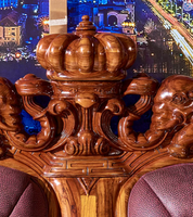 Lit de rangement de luxe de style royal européen antique en cuir durable avec cadre en bois massif d'ébène, tailles King/Queen/Double