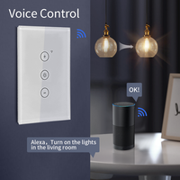 Interrupteur tactile intelligent Wi-Fi personnalisable 240V Tuya Alexa Google pour maison connectée, avec variateur de lumière et prise neutre, pour résidence et bureau