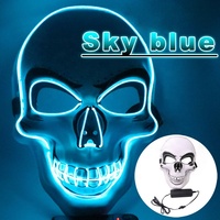 Masque de fête d'horreur personnalisé avec lumières LED - Masque effrayant à lueur néon pour Halloween Cosplay, design creux 3D