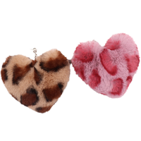 Nouveau 10CM Léopard Pompon Porte-clés Tissé Anime Boule Moelleuse Fausse Fourrure De Lapin En Peluche Coeur Porte-clés Sac Pendentifs Coffre-fort Voiture Porte-clés Cochon
