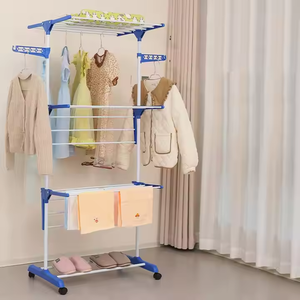 Séchoir à <span class=keywords><strong>linge</strong></span> pliable pour la famille, support de séchage mobile en métal, gain de place, avec roulettes - Product Image 3