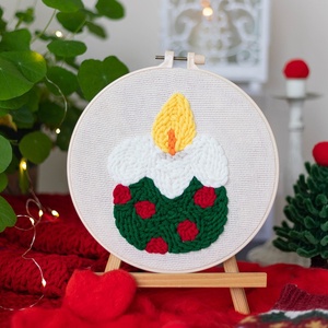 Kit de Broderie DIY Personnalisé en Polyester pour Décorations de Noël Rondes, Kit de Point de Croix pour Débutants et Adultes - Product Image 3