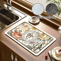Tapis de séchage de vaisselle imprimé tampon de vidange de café Super absorbant vaisselle tampon de vidange tapis à séchage rapide vaisselle de cuisine napperon