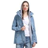 Mulheres Inverno Plus Size Vestuário Denim Oversize Duas Peças de Jeans Casaco Jacket & Brasão Camisola Do Hoodie & Camisola Roupa