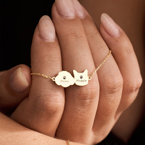 Collana con incisione personalizzata in acciaio inossidabile con ritratto di animale domestico, regali per la festa dei <span class=keywords><strong>bambini</strong></span>, dropshipping - Product Image 3