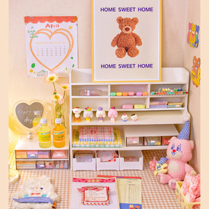 Desktop Storage Rack 4 Layers Wood <b>Plastic</b> Composite Stationery And Books Organizer Multi Functional Desk Extender - Product Image 4