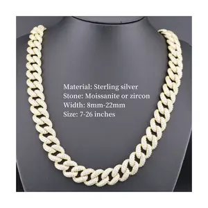 时尚项链定制珠宝制造商925纯银项链锆石项链镀金珠宝古巴链