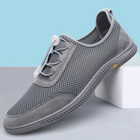 Zapatos para caminar de malla transpirable para hombre, zapatos informales con cordones elásticos de liberación rápida, suela acolchada antideslizante con forma de panal, zapatos para exteriores