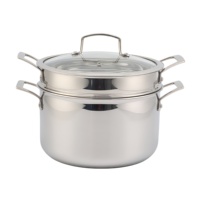 Ensemble de casseroles à vapeur en acier inoxydable tri-couches sur mesure pour la cuisine, avec couvercle en verre, ensemble de casseroles en acier inoxydable, ustensiles de cuisine