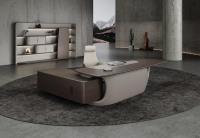 Bureau de direction moderne de luxe en panneaux de bois avec tiroir de rangement, taille/logo personnalisable, table d'ordinateur à usage commercial