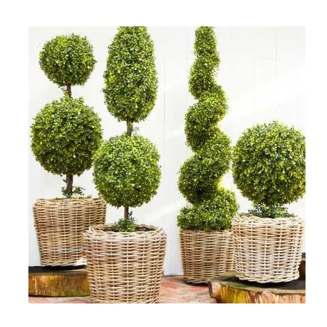 Ruopei 35in nhân tạo topiary gỗ Hoàng Dương bóng cây giả cây bụi màu xanh lá cây xoắn ốc nhà máy trong chậu trang trí cho vườn nhà