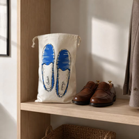 Sac de rangement pour chaussures en coton naturel avec cordon de serrage, personnalisable avec logo imprimé, idéal pour les voyages, la maison et le placard - Vente en gros