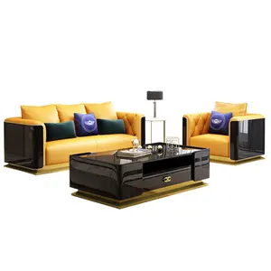 Modern design modular sofa sectional wide living room leather sofa set furniture for villa