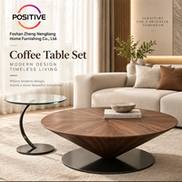 Ensemble de tables basses rondes, design moderne du milieu du siècle, plateau en verre, acier inoxydable, meubles de salon, OEM ODM, vente en gros