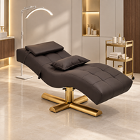 Table de massage et de soin des cils de luxe à base dorée, blanche, réglable en hauteur, incurvée, pour cosmétiques et soins du visage – Meilleure vente