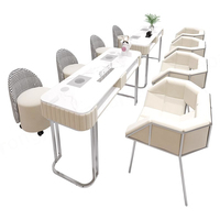 Table de salon moderne pour manucure, ensemble de tables et de chaises vertes à double combinaison, design créatif, moderne