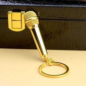 Creative Souvenir Gifts 3D Metal Microphone Shape <b>Keychain</b> Can Open Put Note Into the Mike Gold Silver Color Keyring - Product Image 6