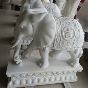 تمثال فيل من الرخام الأبيض للديكور الخارجي لحدائق الفلل والمساحات الخضراء، تصميم أوروبي للاستخدام الداخلي وفي المقابر - Product Image 4