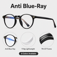 Montures de lunettes rondes unisexes TR90 ultra légères, design solide, verres PC anti-lumière bleue et étanches pour une utilisation quotidienne sur ordinateur