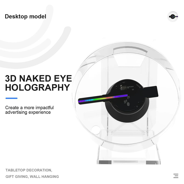 3D Holographic LED Desktop Model Fan Screen for Advertising Audio Playback Transparent Cover for Advertising Equipment