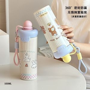 Stainless Steel Float Thermos Cup 500Ml With Straw Portable Cartoon Design For Children And Students - Product Image 3