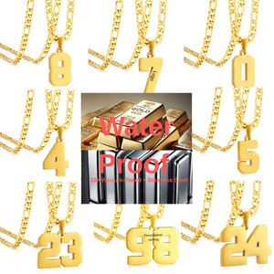 Kalung liontin lapis emas 18K pria, Kalung olahraga tahan karat, berlapis emas 18K bentuk bunga, terinspirasi sepak bola bisbol - Product Image 6