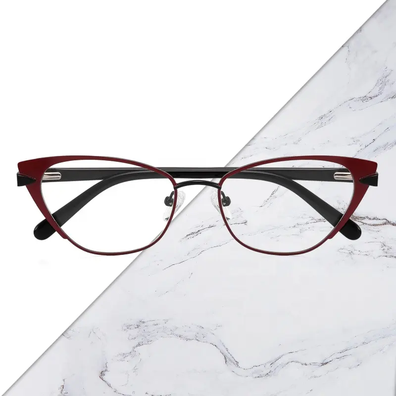 Red Brand Cat Eye Optical Eyeglasses Frames With Spring Fashion Metal Prescription Eyewear Custom Logo Gafas Outdoor Eye Glasses