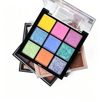 Fard à paupières ODM/OEM |   Palette transparente en acrylique, 9 couleurs mates et scintillantes, pigmentée, adaptée à la vente en gros, personnalisable