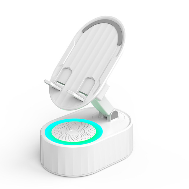 Multi-functional 5-in-1 Induction BT Speaker Rechargeable RGB LED Light 360° Rotation Phone Stand Speaker with Power Bank