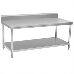 Table de préparation double couche en acier inoxydable de qualité alimentaire certifiée NSF, robuste, finition brossée mate, 120 cm x 60 cm x 100 cm - Product Image 3