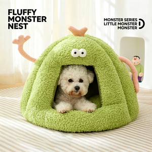 New dog kennel winter warm semi-closed cat kennel pad autumn winter small monster shape cat pet supplies wholesale - Product Image 5