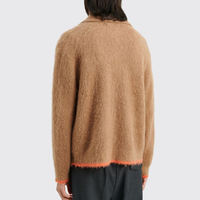 Logo personnalisé d'usine hommes pull grande taille épaule tombante col rabattu manteau en tricot chaud fermeture éclair homme cardigan en tricot
