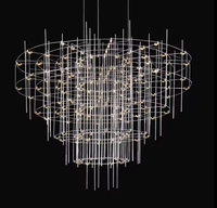 Luminaires suspendus pour escalier, restaurant, villa, lumière blanc chaud, acier inoxydable, lustres