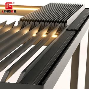 पिछवाड़े के लिए इलेक्ट्रिक शटर रूफ गज़ेबो एल्यूमीनियम फोल्डेबल रूफ वाटरप्रूफ पेर्गोला पवेलियन एलईडी लाइट ग्लास दरवाजे के साथ - Product Image 6