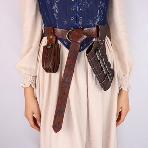 Ceinture médiévale en cuir PU gaufré avec pochette à monnaie et étui à poignard, pour cosplay de pirate, vagabond, paysan, LARP Renaissance - Product Image 2