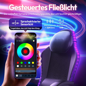 <span class=keywords><strong>Chaise</strong></span> de jeu robuste <span class=keywords><strong>pour</strong></span> le gaming, Silla <span class=keywords><strong>Gamer</strong></span> avec lumières LED, noir et rouge, <span class=keywords><strong>chaise</strong></span> de bureau pivotante inclinable et verrouillable, capacité 400 lb, grande taille - Product Image 2